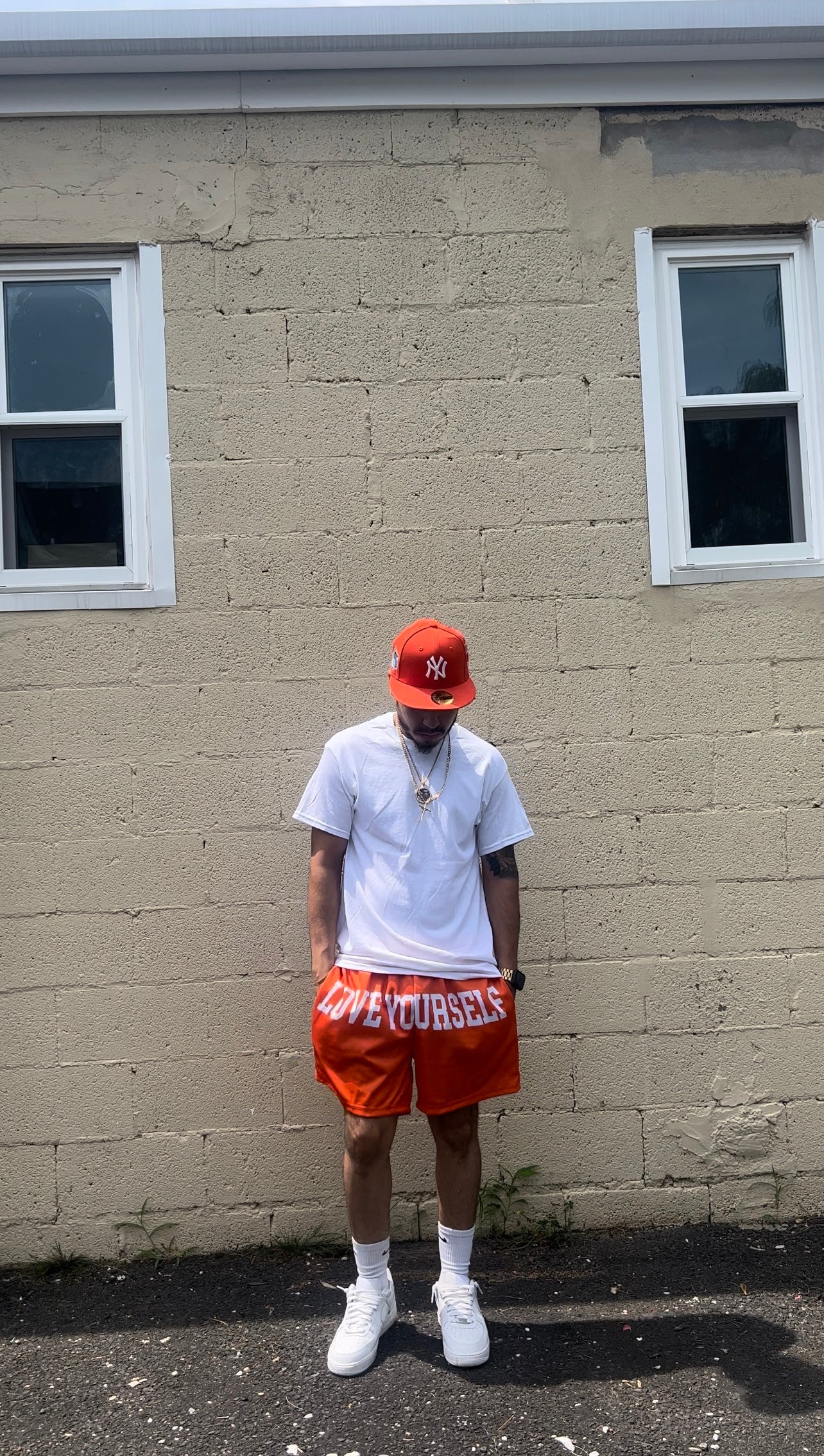 Love yourself Mesh shorts Orange